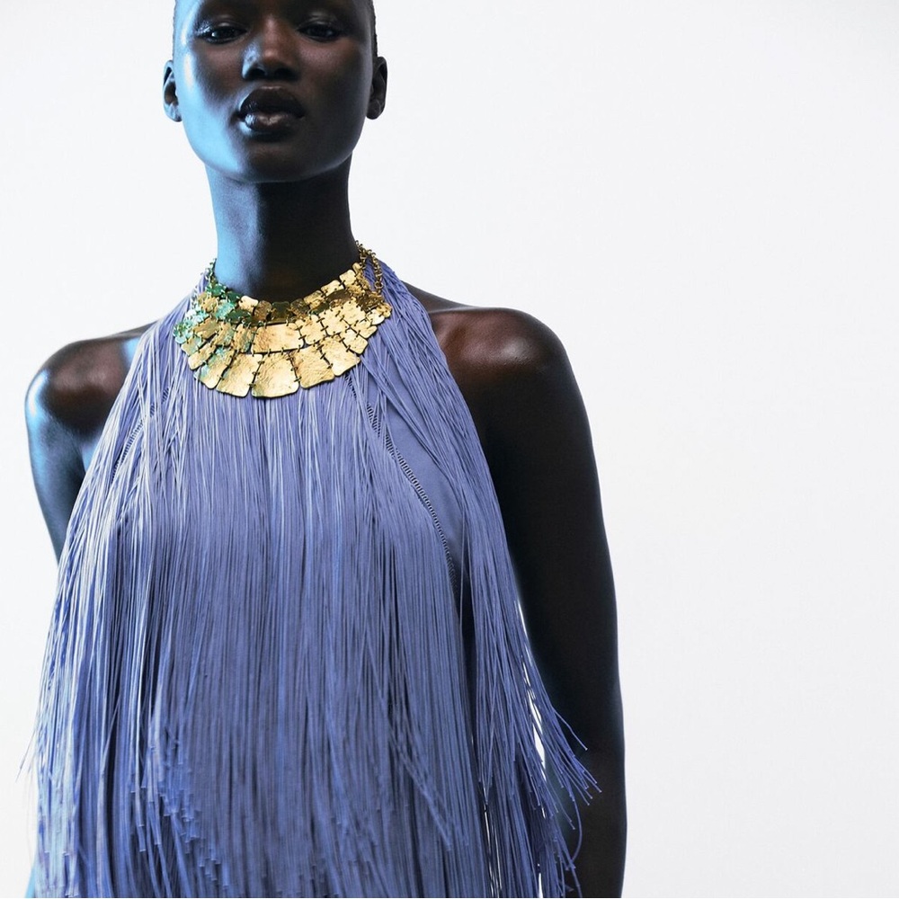 Zara Small Tags Metal Collar Necklace